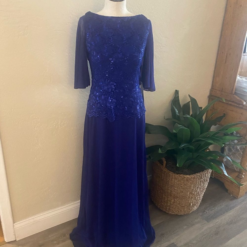NWT Mother Of The Bride Dress Royal Blue Sz 4 - Picture 4 of 10